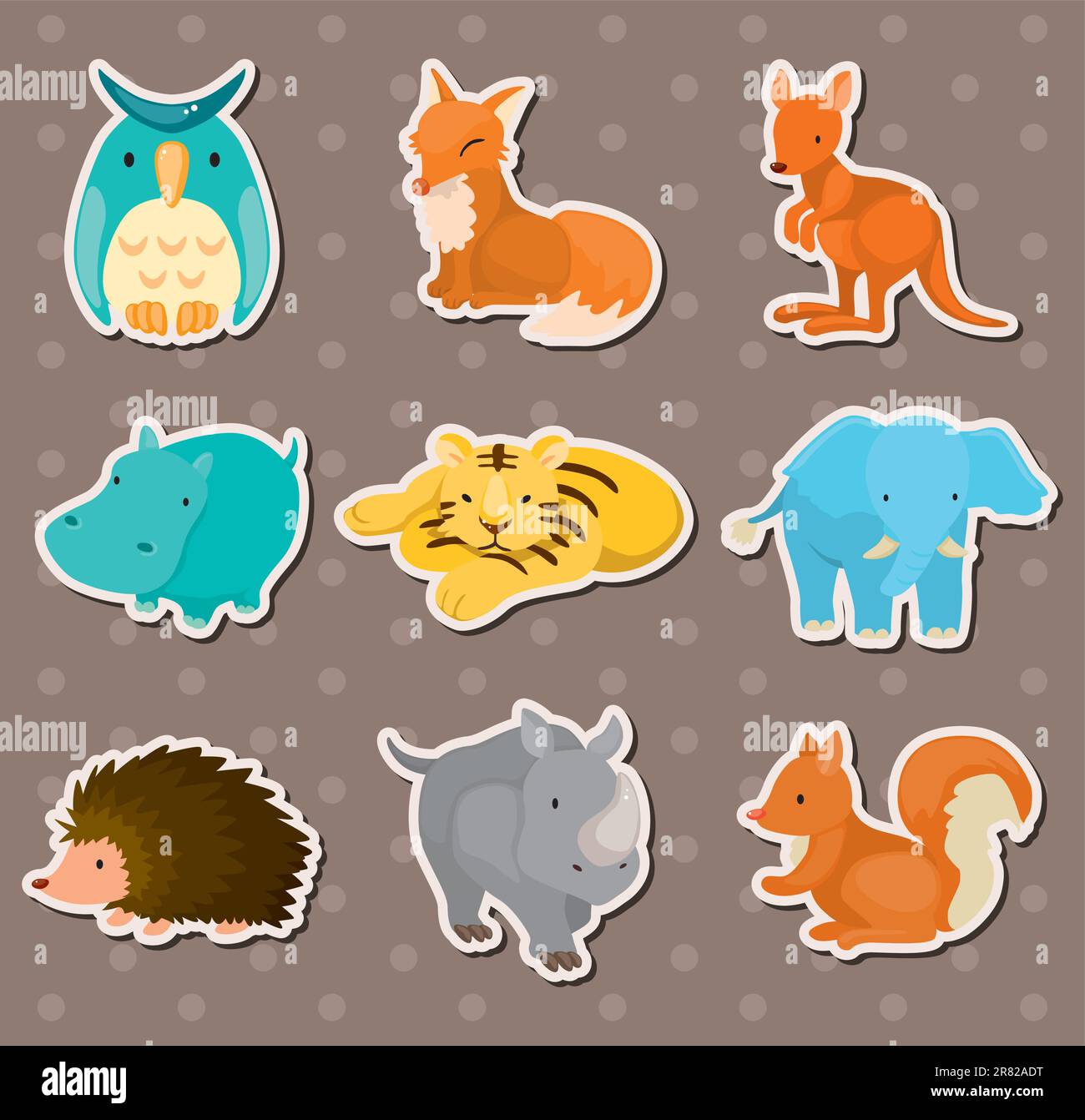 autocollants animaux Illustration de Vecteur