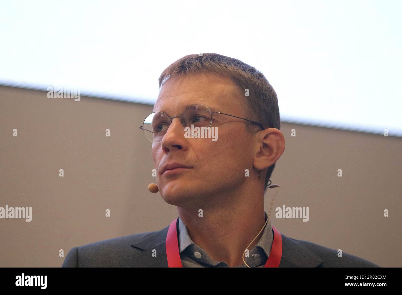 Saint-Pétersbourg, Russie. 14th juin 2023. Alexey Sazanov, Secrétaire d'État sous-ministre des Finances de la Fédération de Russie, assiste à une session sur la législation fiscale: Mythes et réalité dans le cadre de la St. Forum économique international de Petersbourg 2023 (SPIEF 2023). (Photo de Maksim Konstantinov/SOPA Images/Sipa USA) crédit: SIPA USA/Alay Live News Banque D'Images