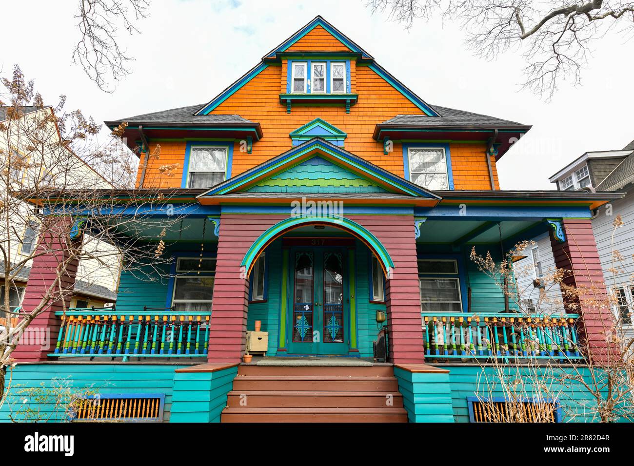 Victorian Mansion dans le quartier de Flatbush à Brooklyn, New York. Banque D'Images
