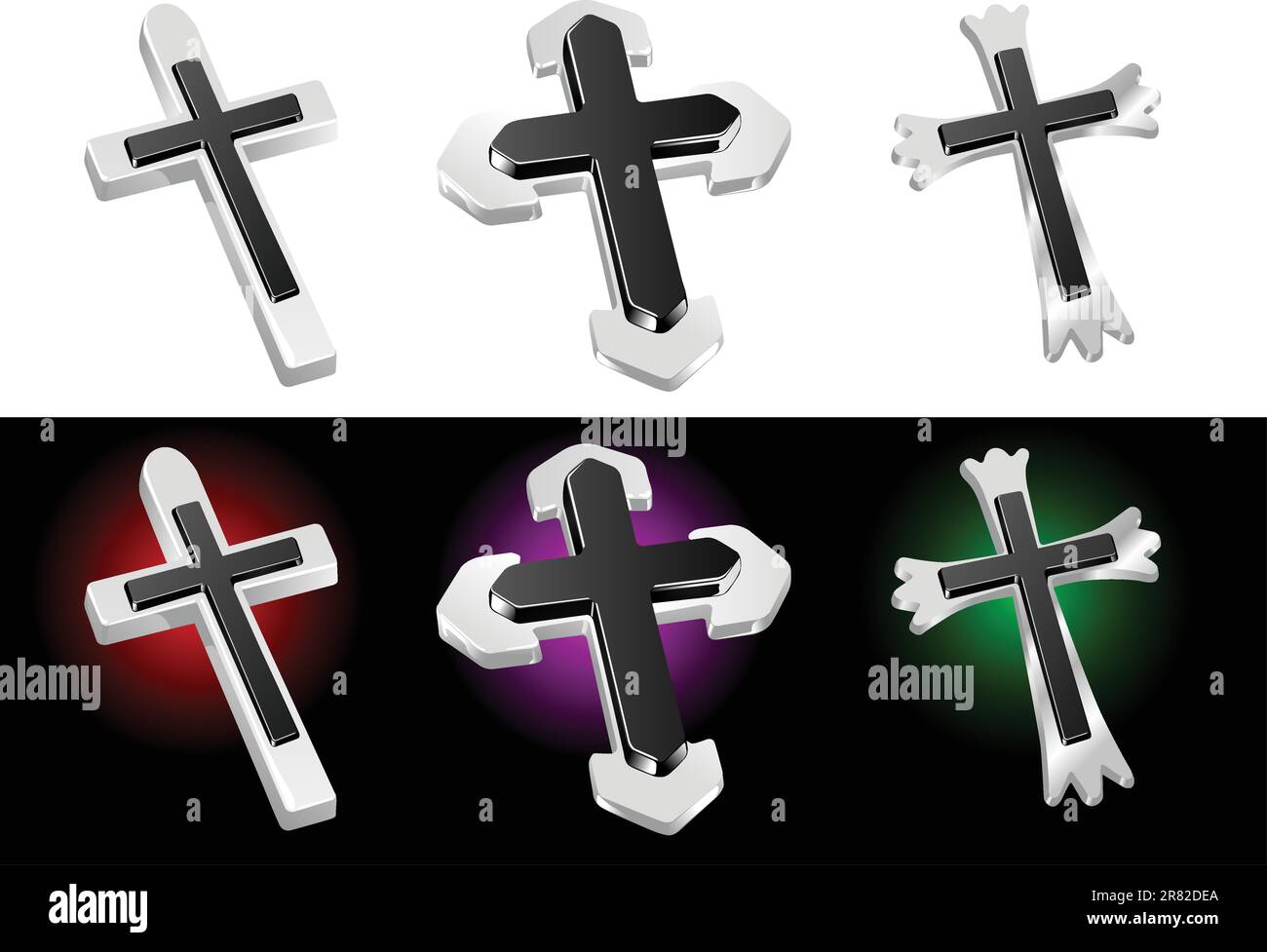 Illustrations vectorielles en croix chrétienne métallique Illustration de Vecteur