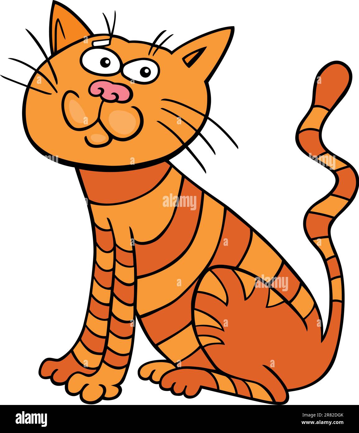 Cartoon illustration de funny chat assis rouge Illustration de Vecteur
