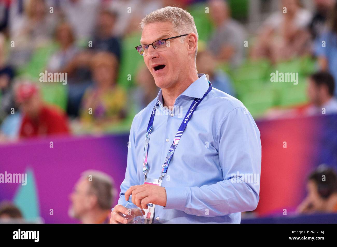 L'entraîneur Norbert Szekely (Hongrie) lors du match de groupe au eurobasket 2023 pour femmes, entre la Hongrie et la Serbie, à Arena Stozice, en Slovénie. (Sven Beyrich/SPP) Banque D'Images