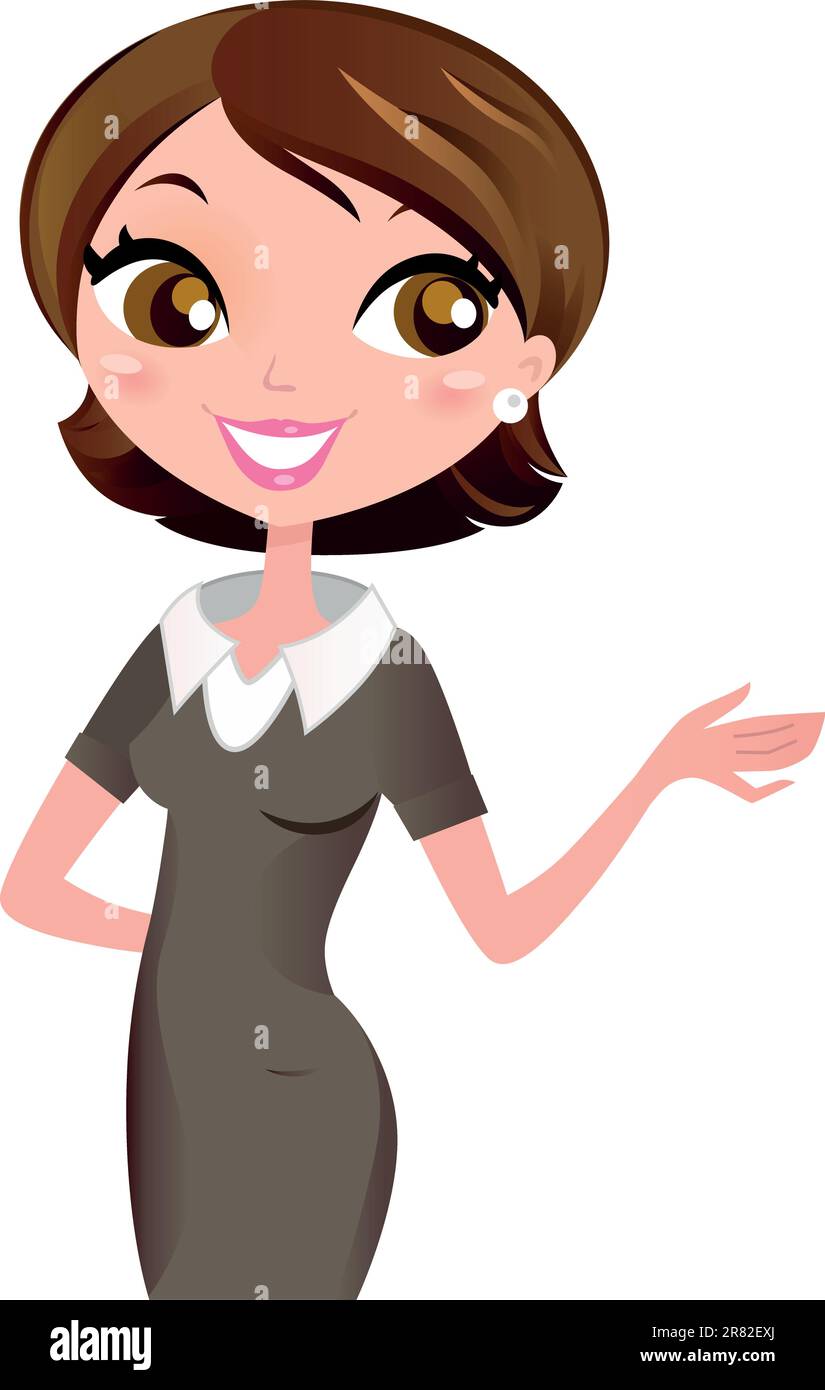 Brunette femme d'affaires montrant quelque chose. Vecteur Illustration de Vecteur