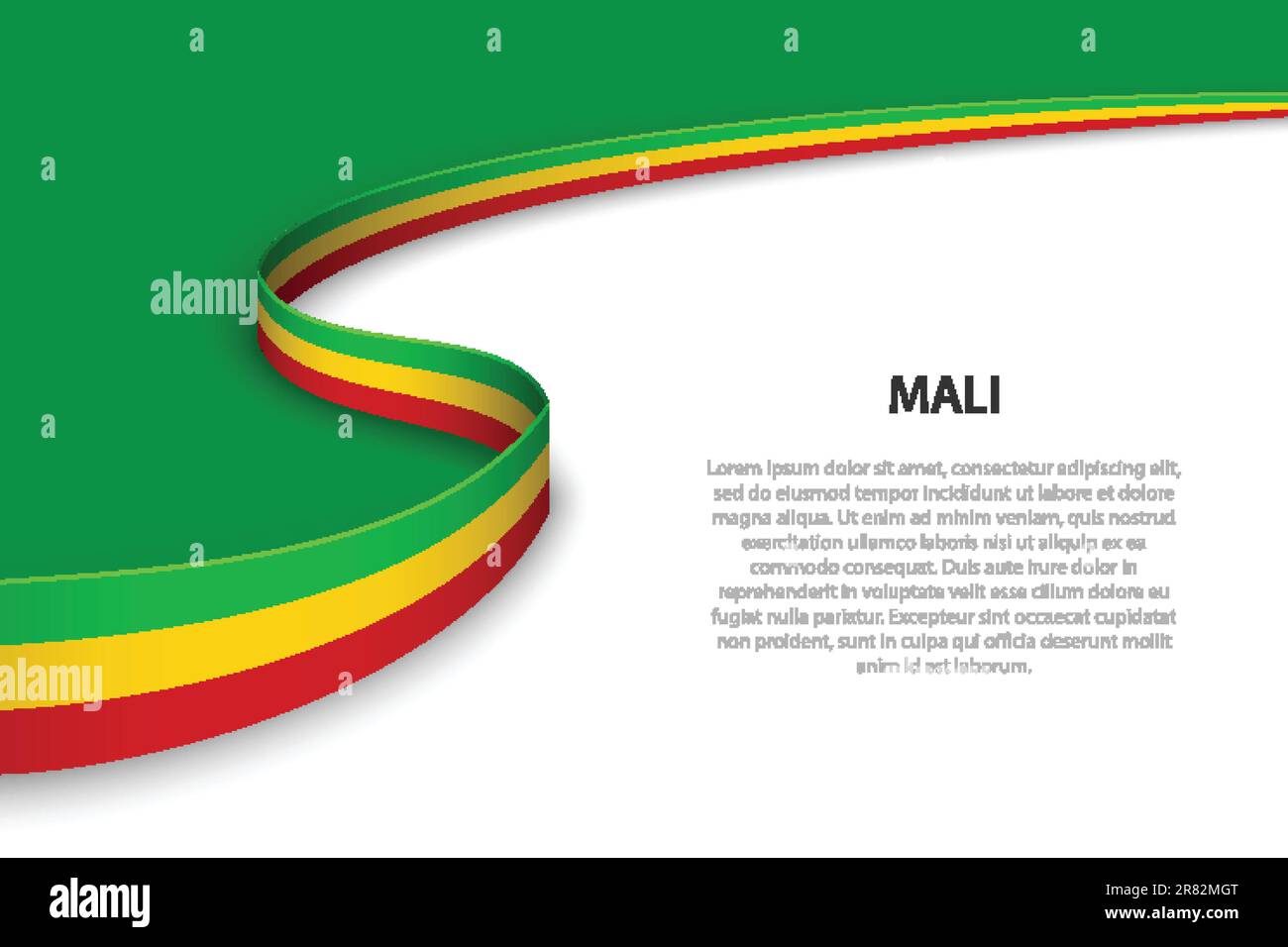 Drapeau d'onde du Mali avec arrière-plan copyspace. Modèle vectoriel de bannière ou de ruban Illustration de Vecteur