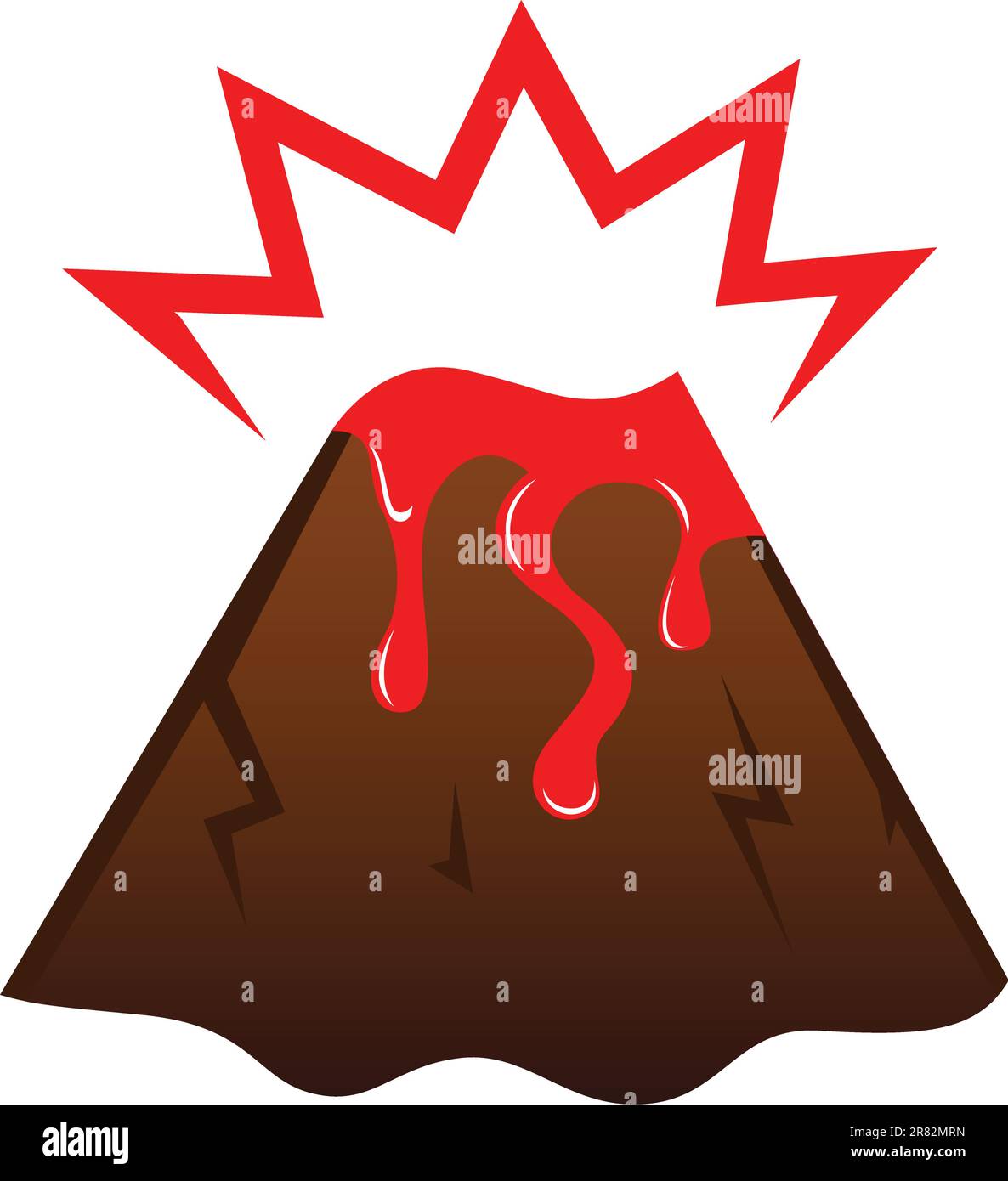 Volcan de l'île avec lave isolée sur blanc Illustration de Vecteur