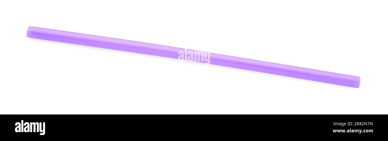 Tube à cocktail en plastique violet isolé sur blanc Banque D'Images