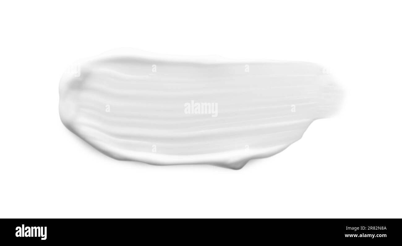 Échantillon de crème faciale isolée sur blanc, vue de dessus Banque D'Images