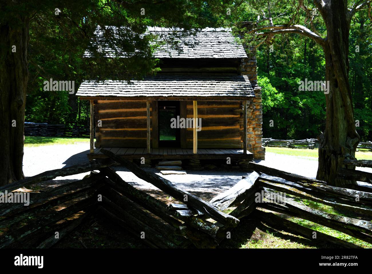 La cabane John Oliver à Cades Cove. Banque D'Images