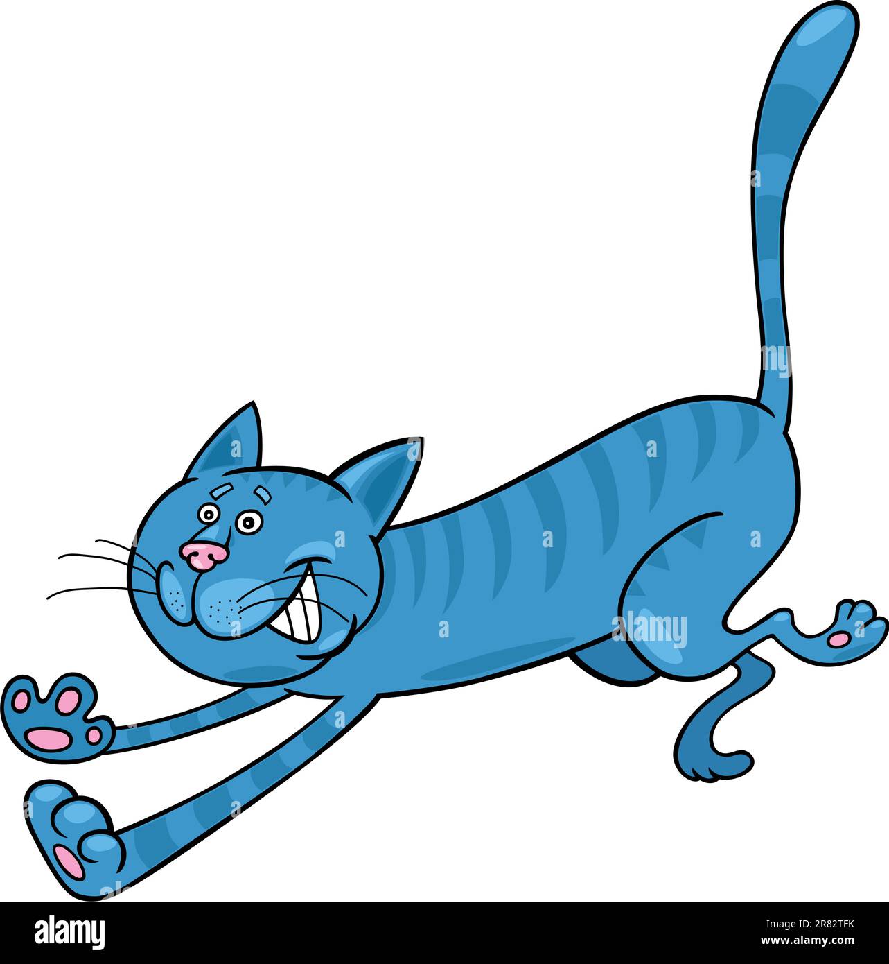 Cartoon illustration d'exécution bleu tabby cat Illustration de Vecteur