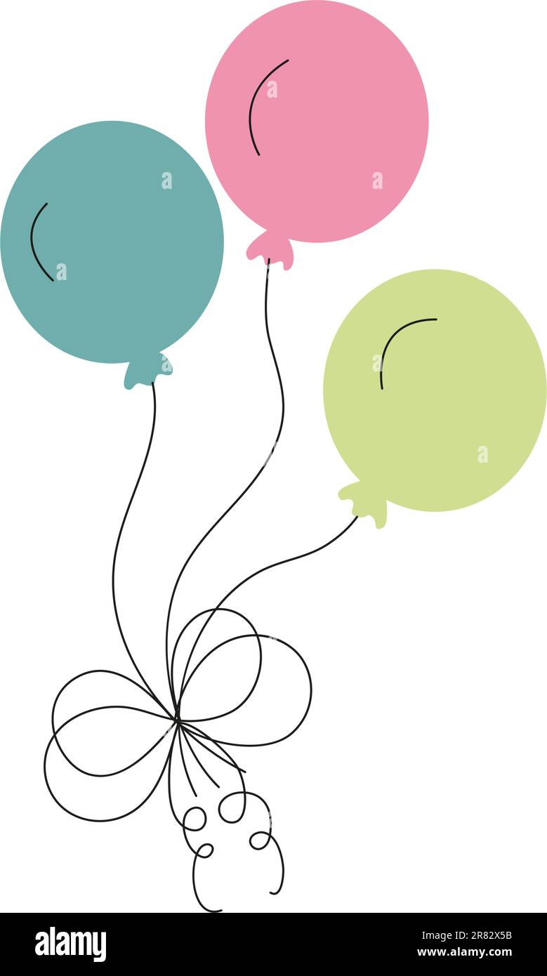 Lot de ballons de style dessin animé, de style plat, isolés sur fond blanc. ensemble de vecteurs Illustration de Vecteur