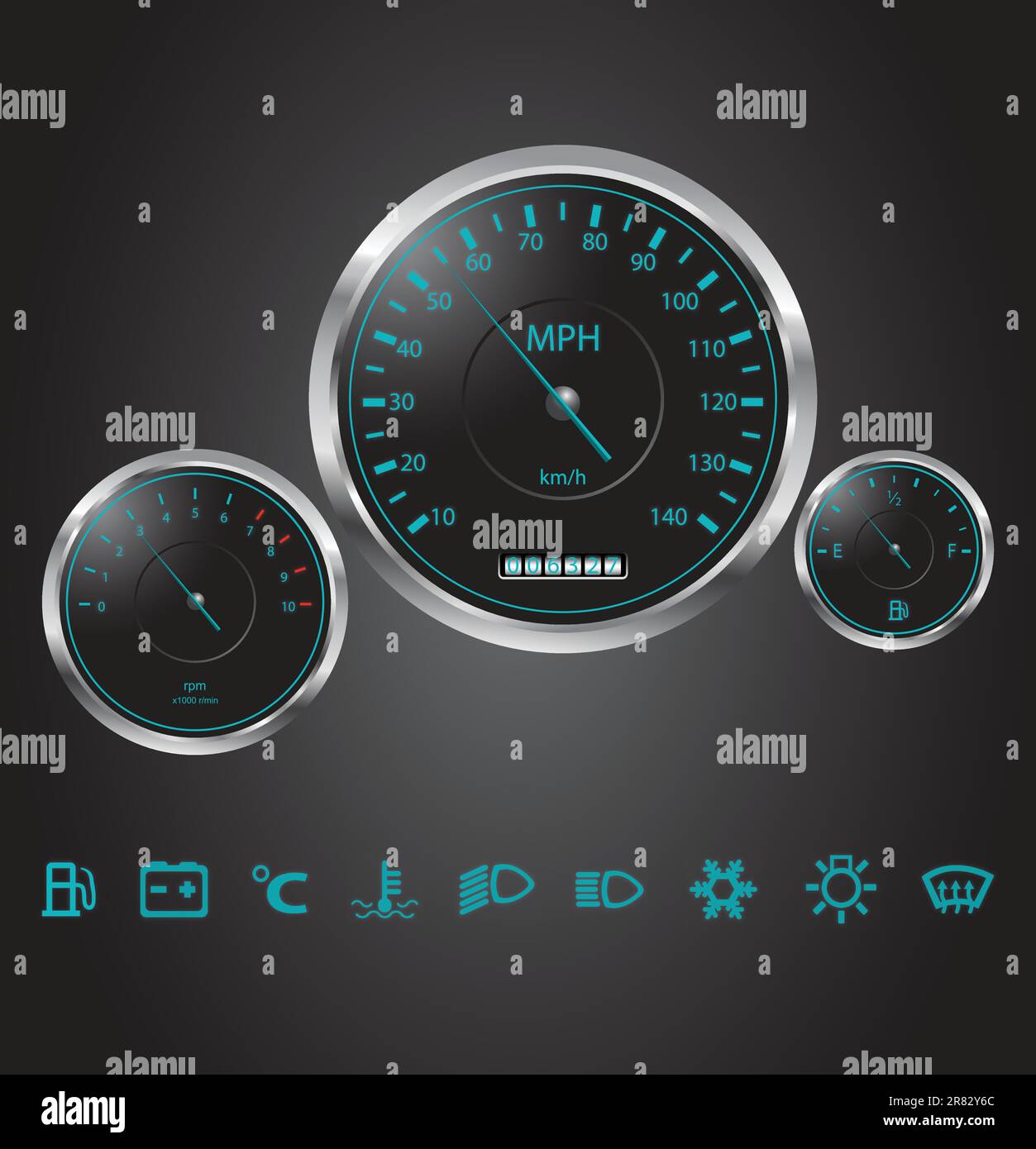 Tableau de bord de voiture Vector Realistic, eps10 Illustration de Vecteur
