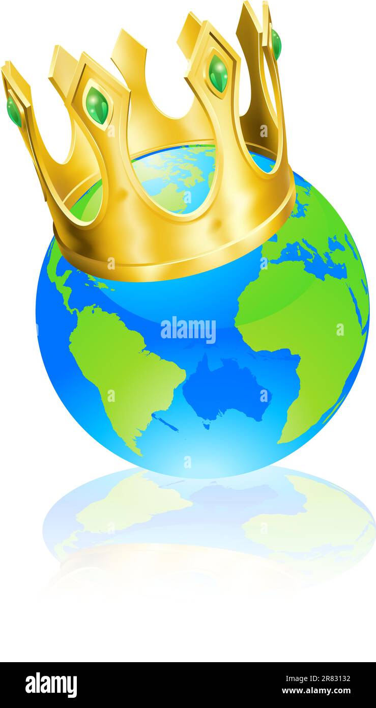 World globe portant une couronne, roi du monde ou concept champion Illustration de Vecteur