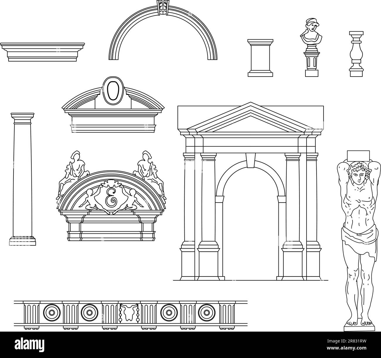 décor d'architecture antique pour construire des décors et des compositions Illustration de Vecteur
