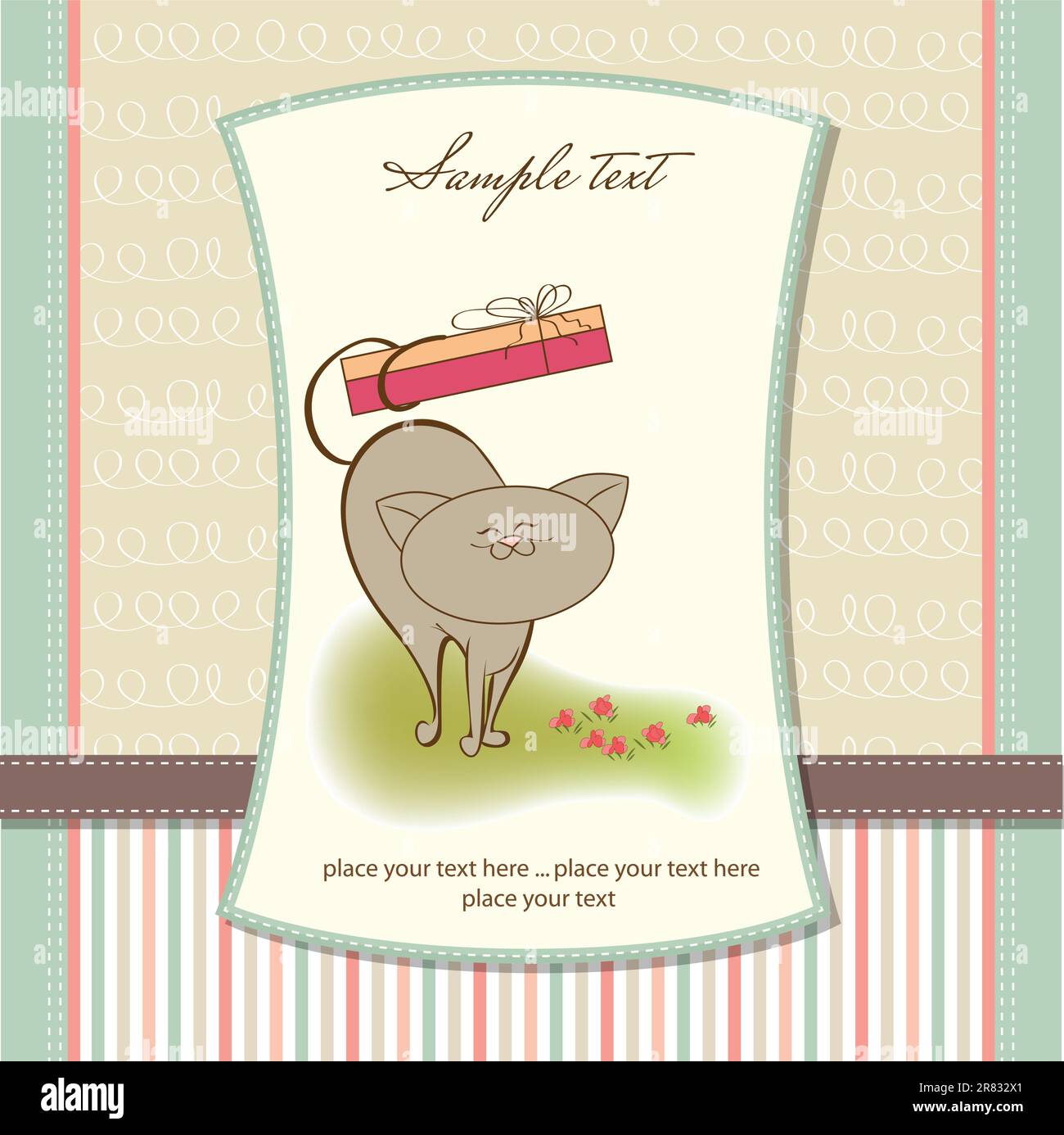 Carte Postale Vintage - Salutations D'anniversaire Avec Chats - 466957