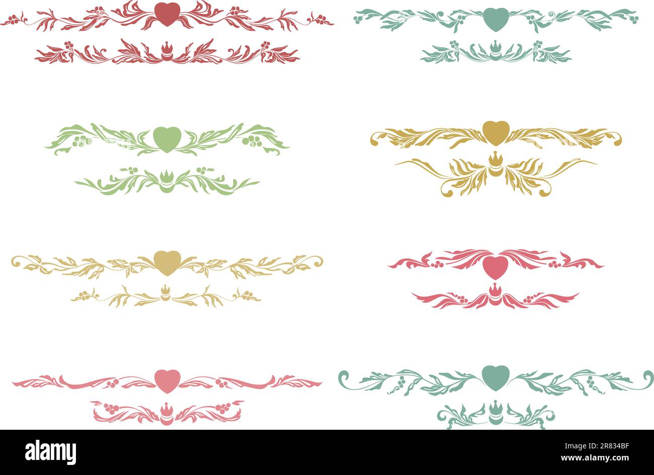 Ensemble d'éléments de conception et de décoration de page. Chaque couleur est regroupée Illustration de Vecteur