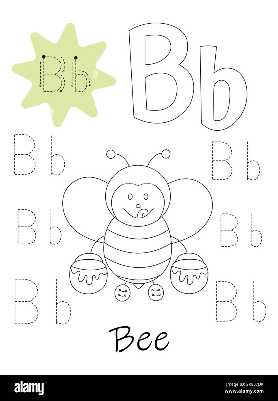 Livre de coloriage - copybook pour les enfants. Lettre B Illustration de Vecteur