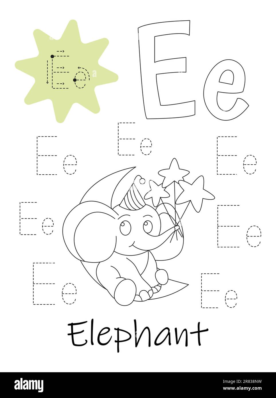 Livre de coloriage - copybook pour les enfants. Lettre E Illustration de Vecteur