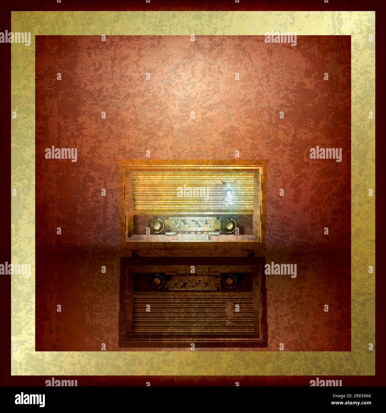 Abstract grunge fond marron avec radio rétro Illustration de Vecteur