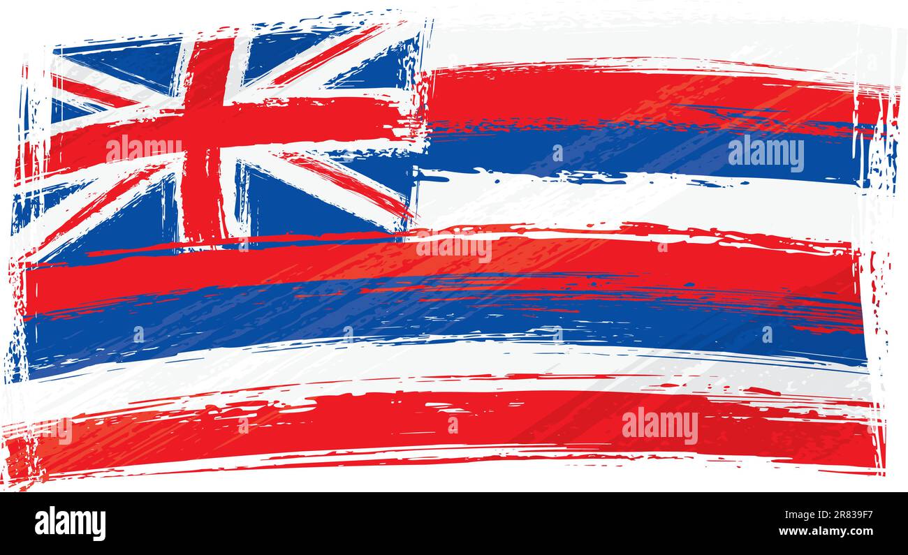 Drapeau de l'état d'Hawaï créé dans le style grunge Illustration de Vecteur