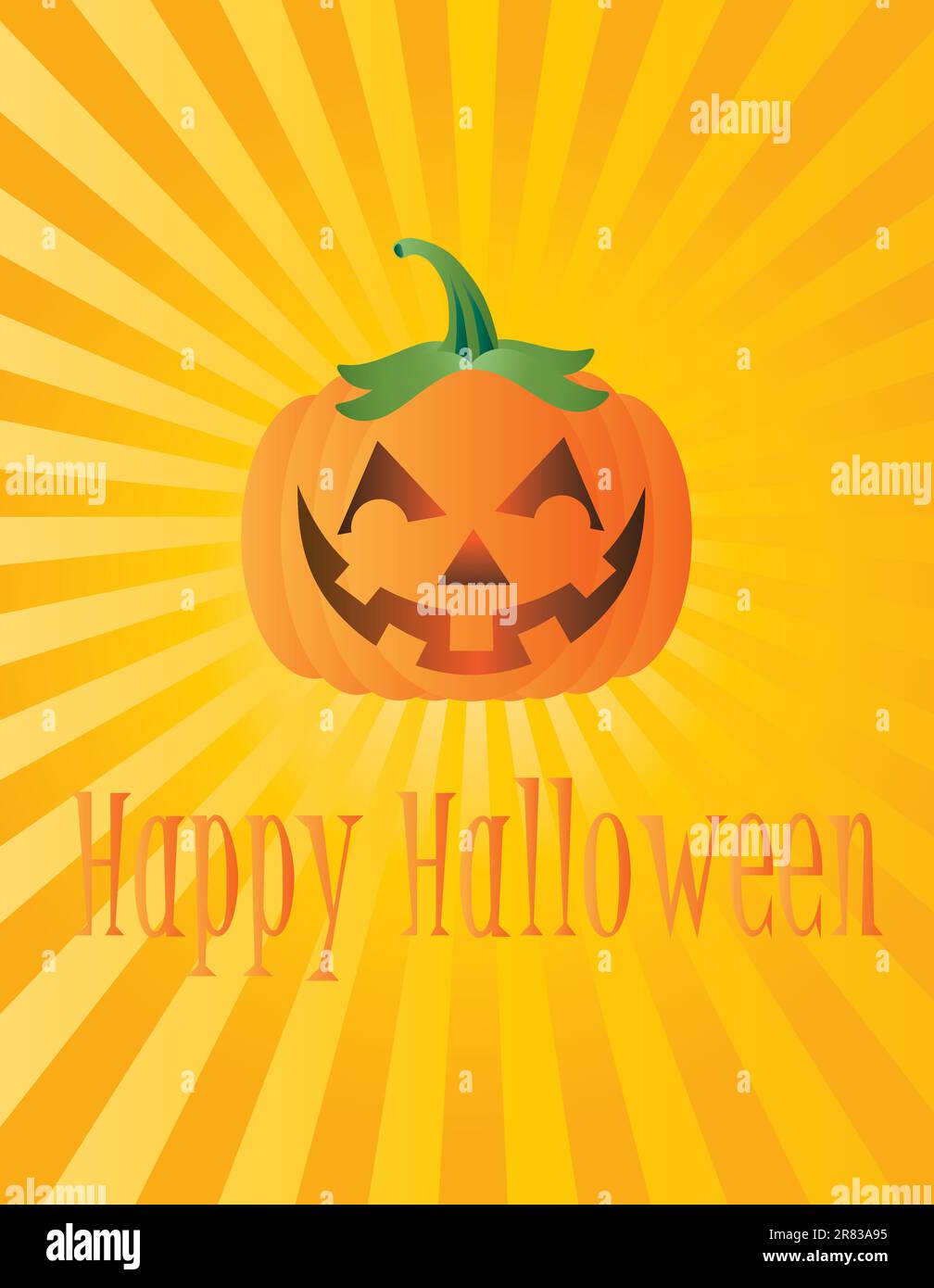 Happy Halloween citrouille avec les rayons du soleil et de souhaits texte Illustration Illustration de Vecteur