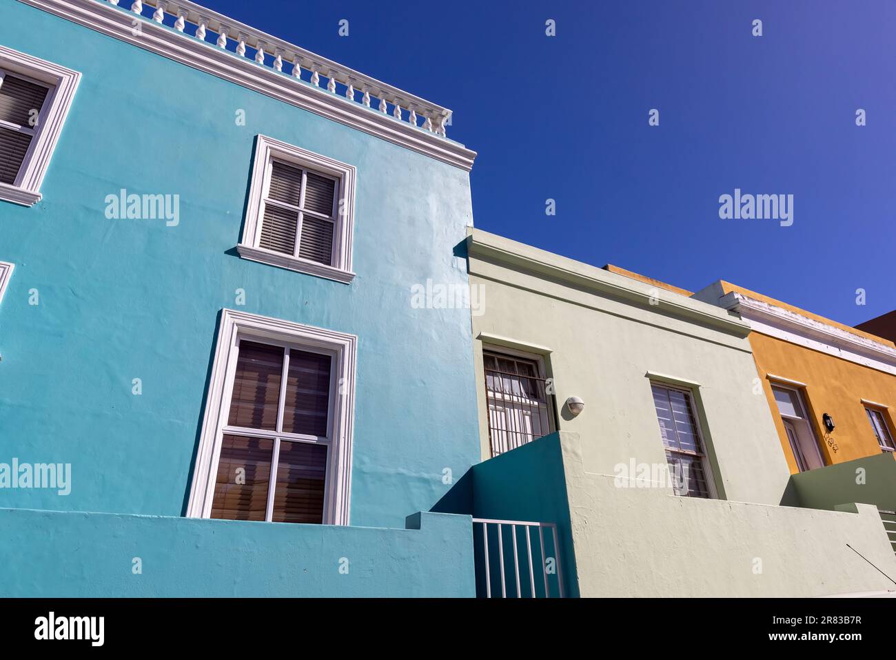 Maisons colorées dans le quartier de Bo-Kaap du Cap, Afrique du Sud Banque D'Images