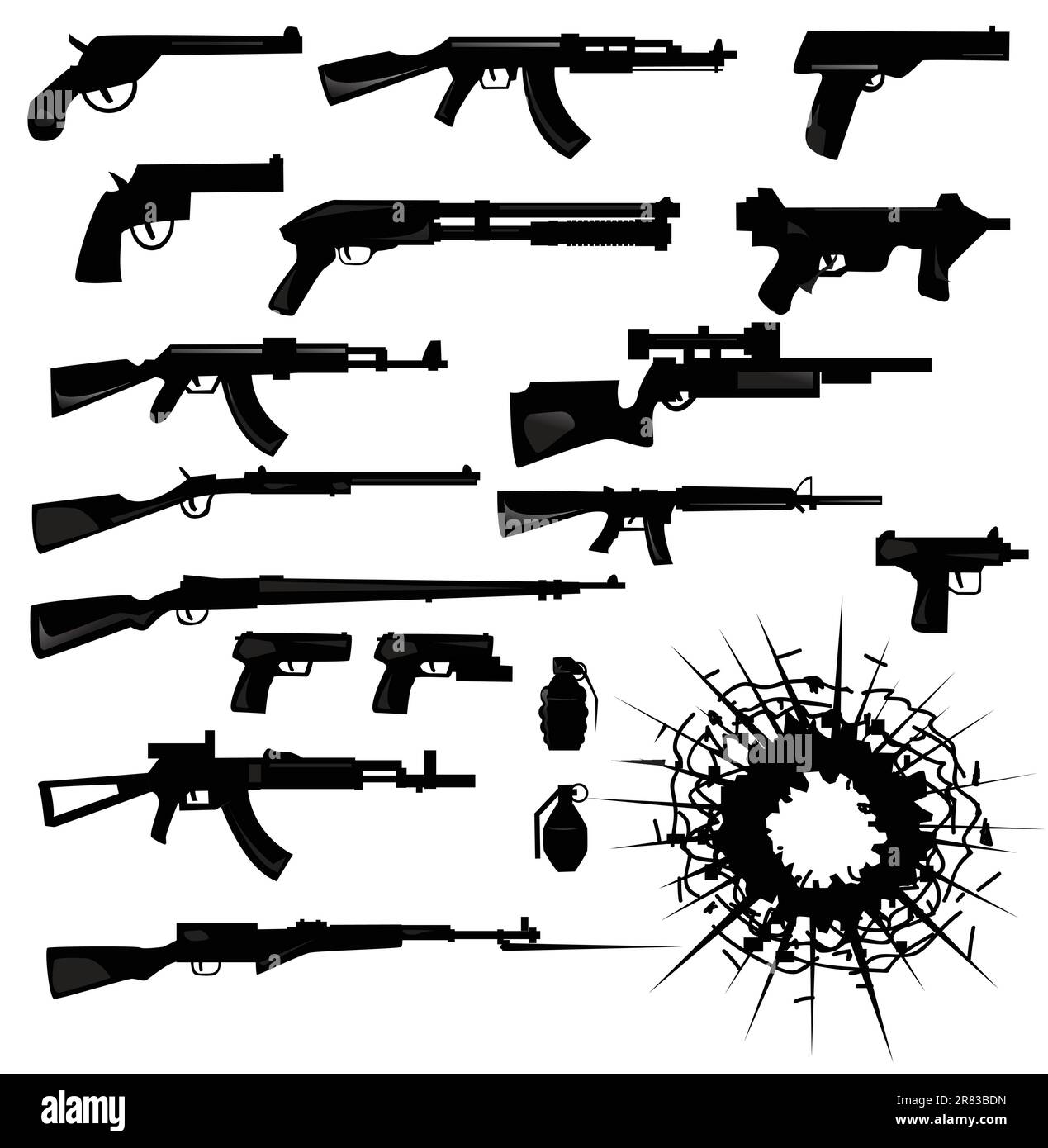 collection vectorielle de silhouettes d'armes Illustration de Vecteur