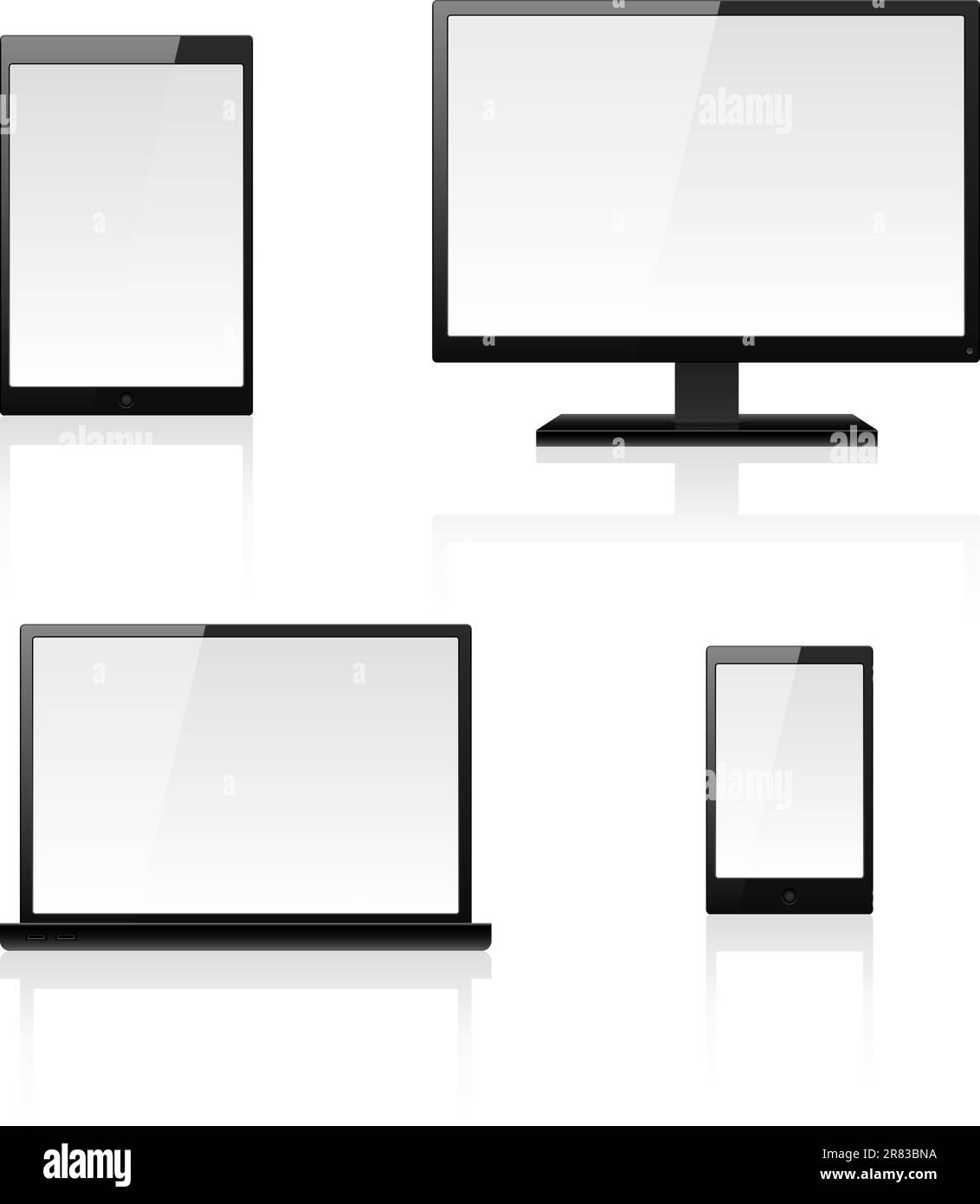 Les appareils numériques. Illustration pour concevoir sur fond blanc Illustration de Vecteur