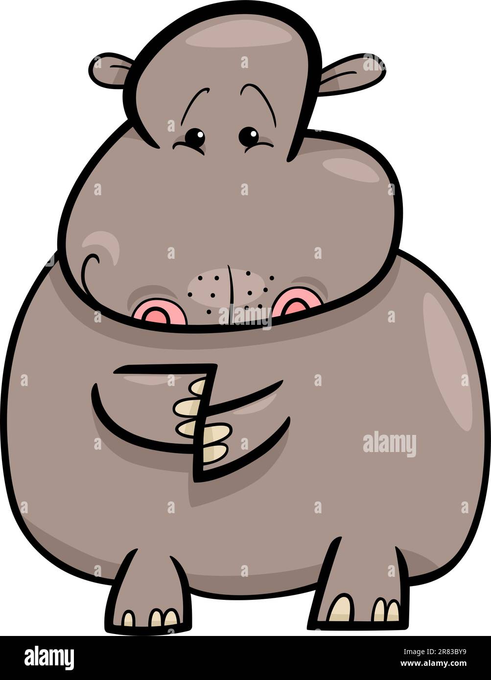 Cartoon illustration humoristique de Cute Hippo ou Hippopotame Illustration de Vecteur