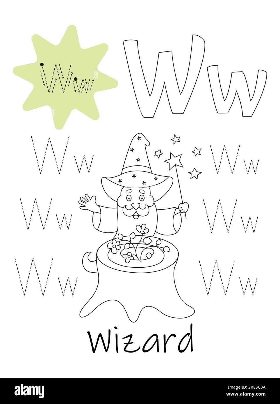 Livre de coloriage - copybook pour les enfants. Lettre W Illustration de Vecteur