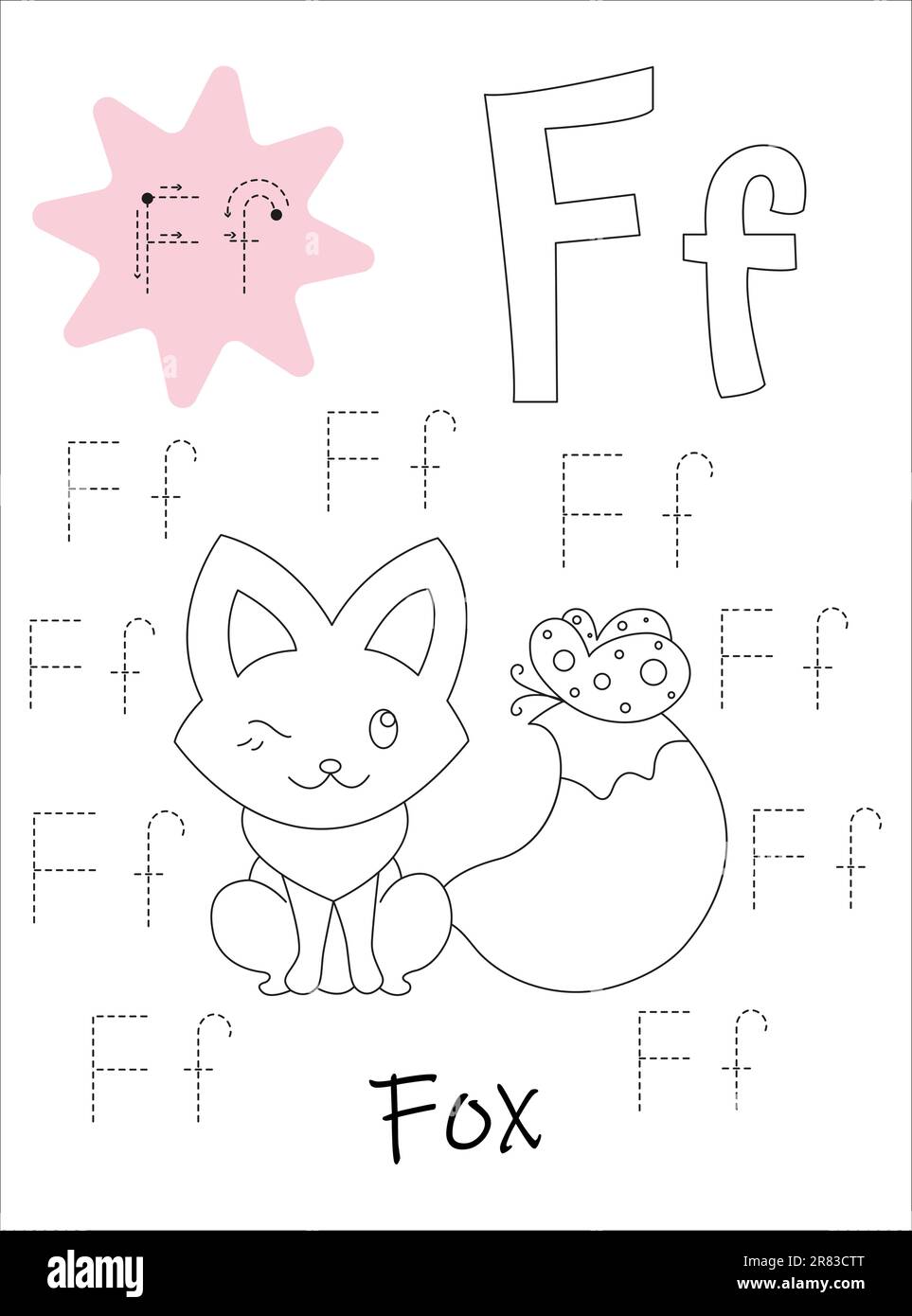 Livre de coloriage - copybook pour les enfants. Lettre F Illustration de Vecteur
