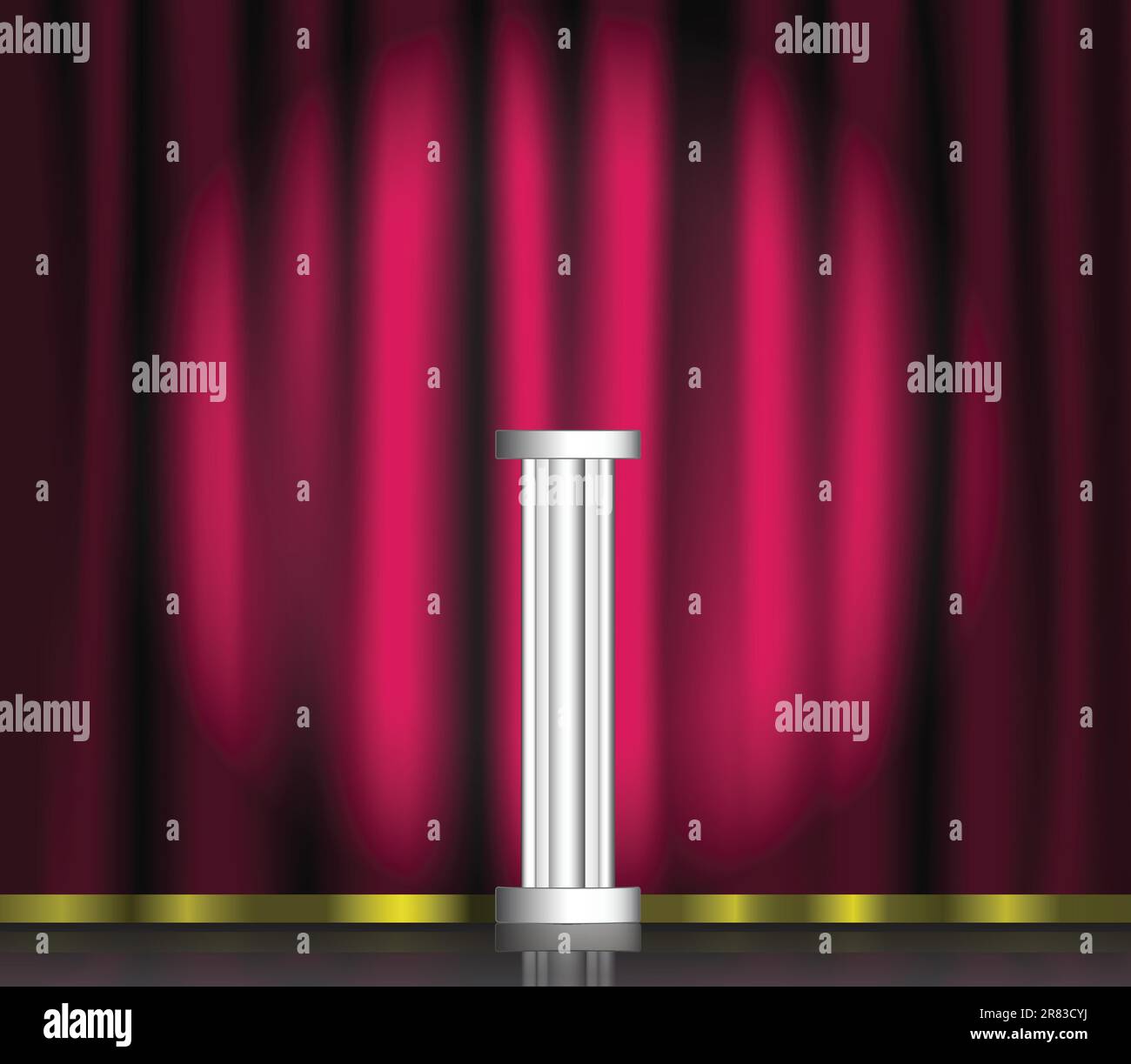 Rideau rose et socle sur scène avec projecteur. Illustration vectorielle Illustration de Vecteur