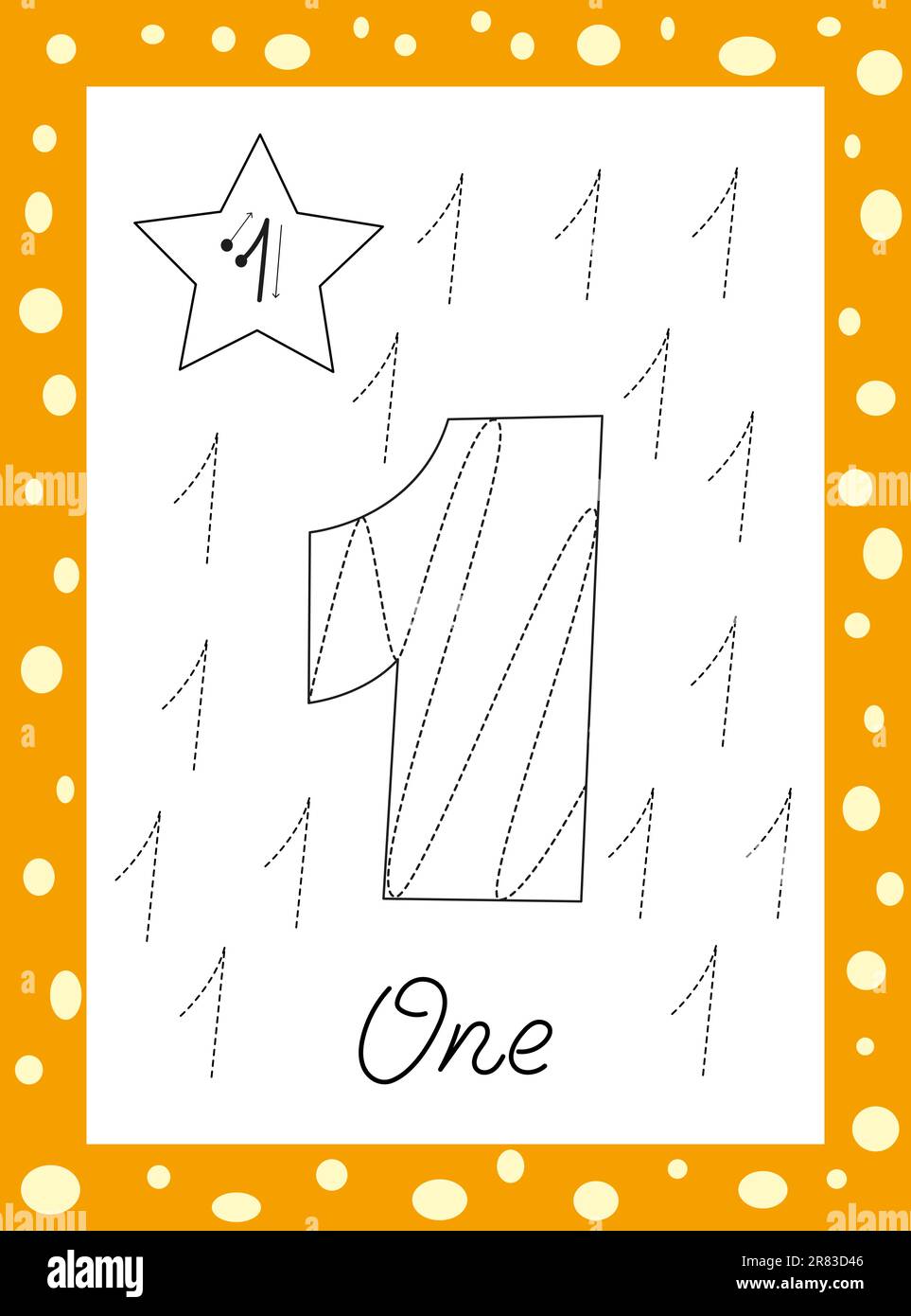 couleurs des nombres pour les enfants. Chiffres arabes tracés à la main de un à neuf. Illustration de Vecteur