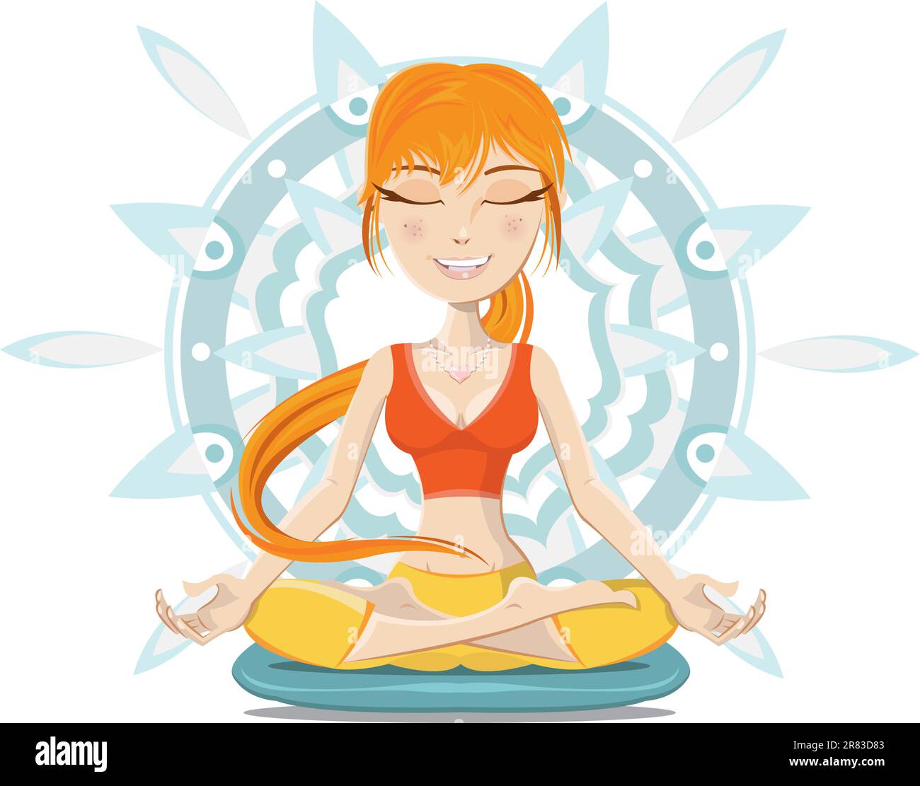 Illustration de la jeune femme méditant. Préserver l'esprit, le corps et l'âme. Illustration de Vecteur