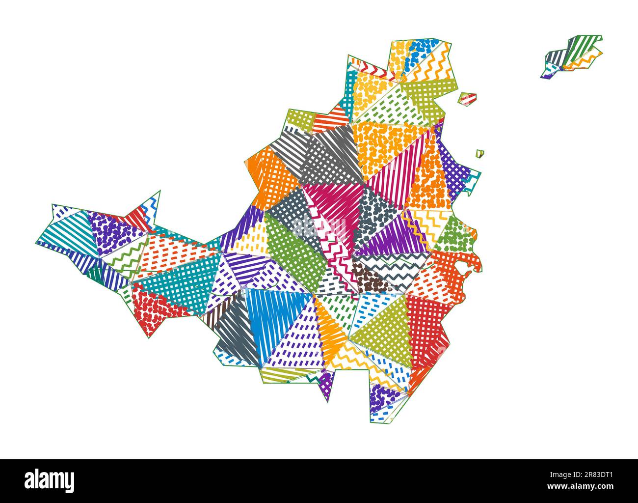 Carte de style enfant de Saint Martin. Polygones dessinés à la main en forme de Saint Martin. Illustration vectorielle. Illustration de Vecteur