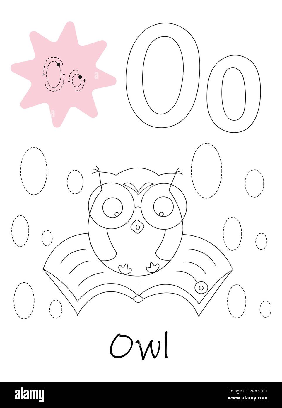 Livre de coloriage - copybook pour les enfants. Lettre O Illustration de Vecteur