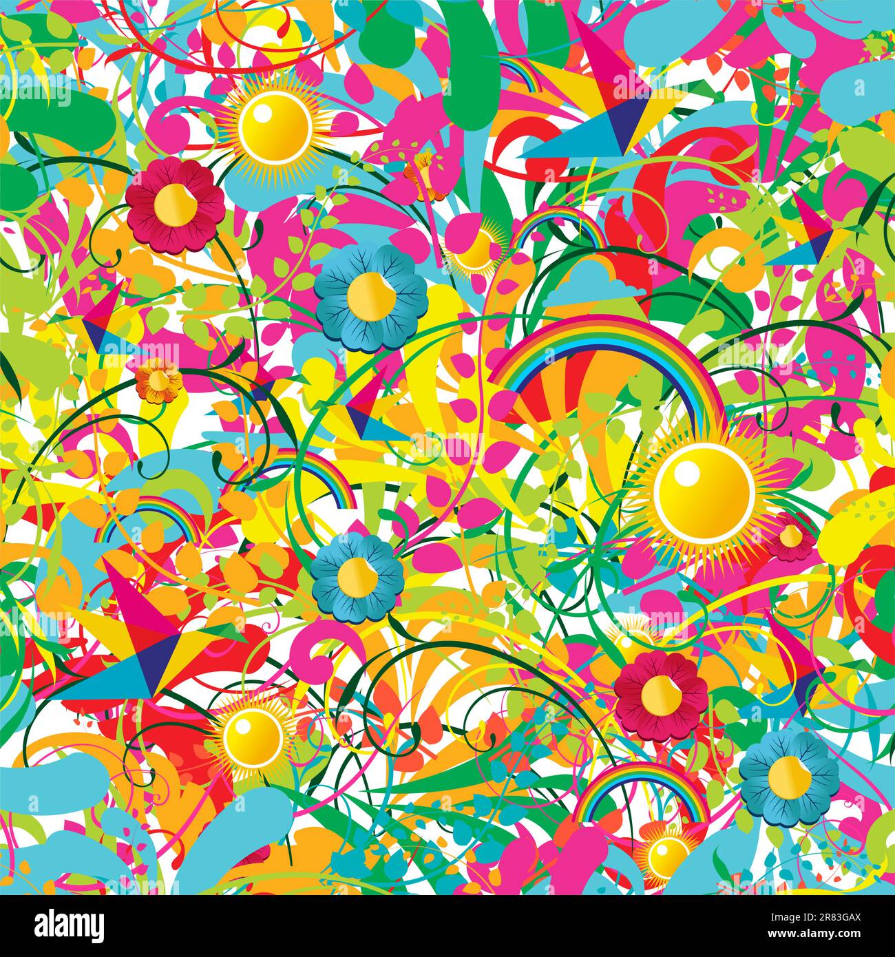 Feuille, fleur et papillon de l'été. Couches de fichier vectoriel pour une manipulation facile et coloris. Illustration de Vecteur