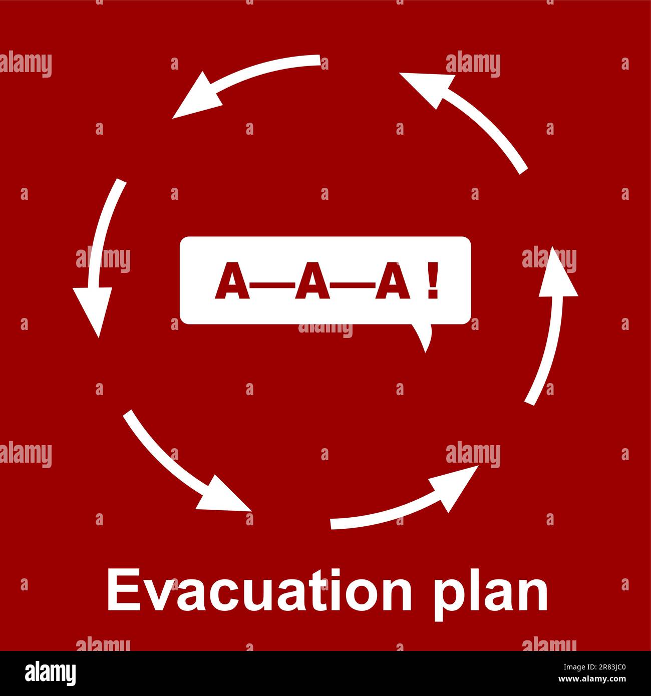 Plan d'évacuation d'urgence sur fond rouge Illustration de Vecteur