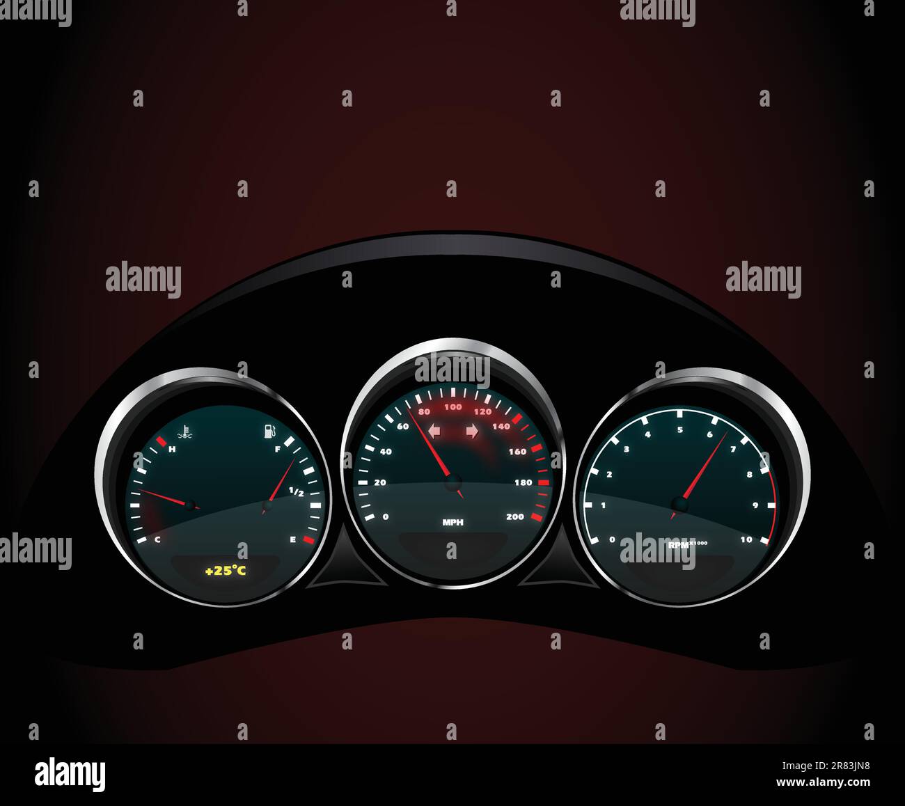 Tableau de bord de voiture Vector Realistic, eps10 Illustration de Vecteur