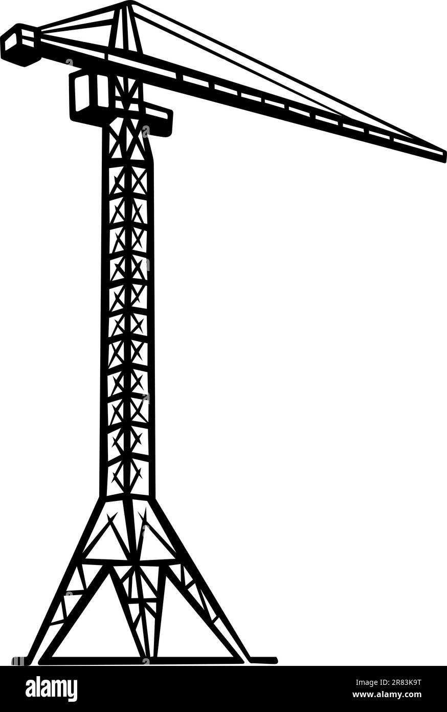 Grue à tour avec flèche horizontale sur fond blanc Illustration de Vecteur