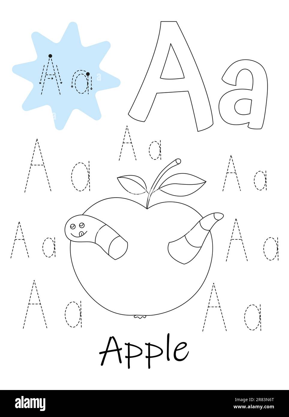 Livre de coloriage - copybook pour les enfants. Lettre A Illustration de Vecteur