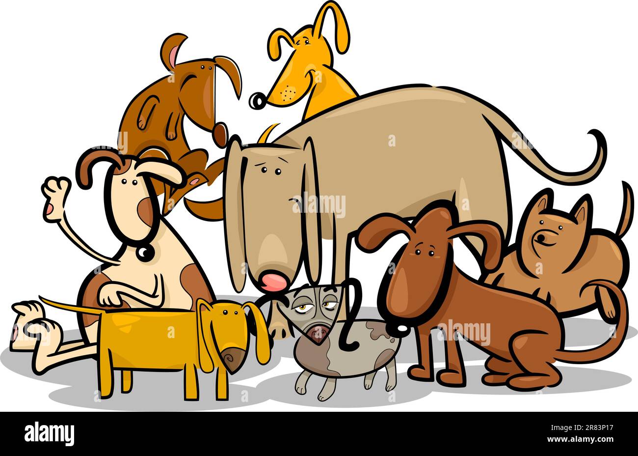 Cartoon Illustration de chiens drôles ou groupe de chiots Illustration de Vecteur
