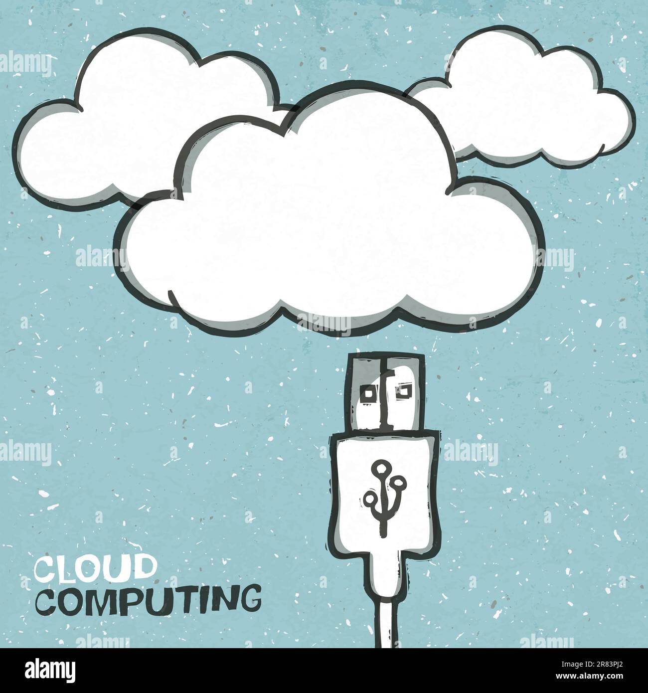 Cloud computing concept illustration, câbles USB et nuages d'icônes. Vector, EPS10 Illustration de Vecteur