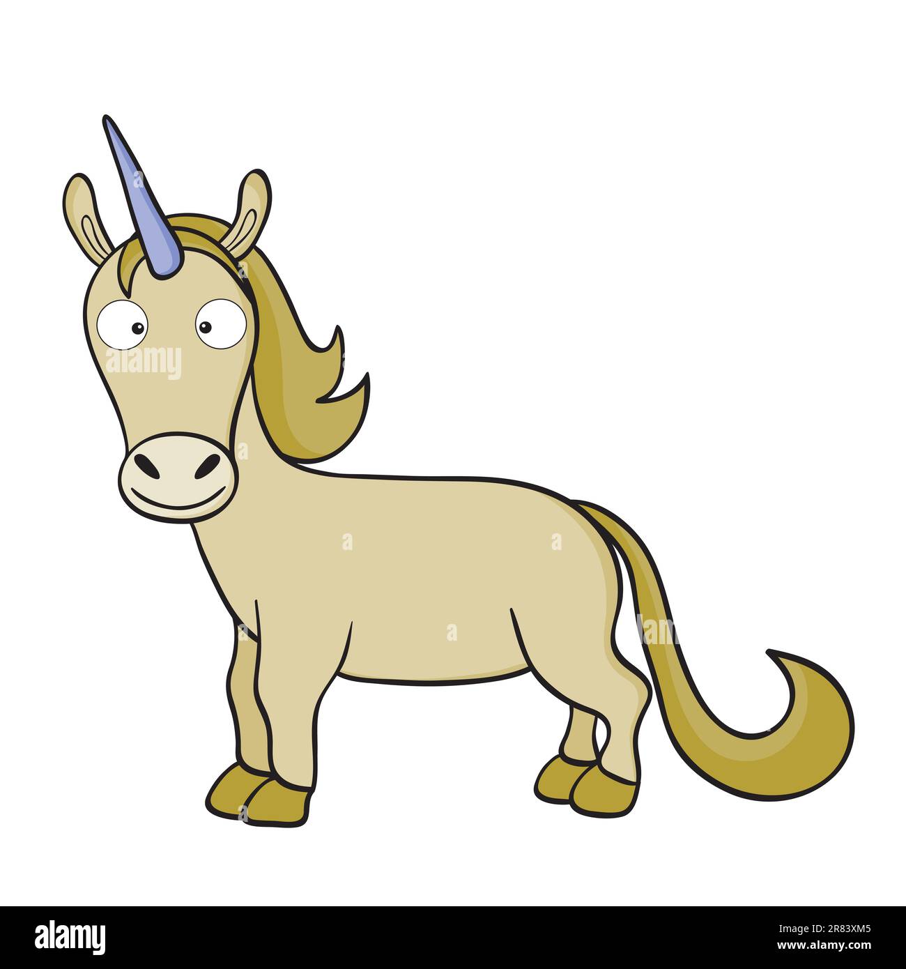 Illustration vectorielle d'une jolie licorne de dessin animé souriante. Illustration de Vecteur