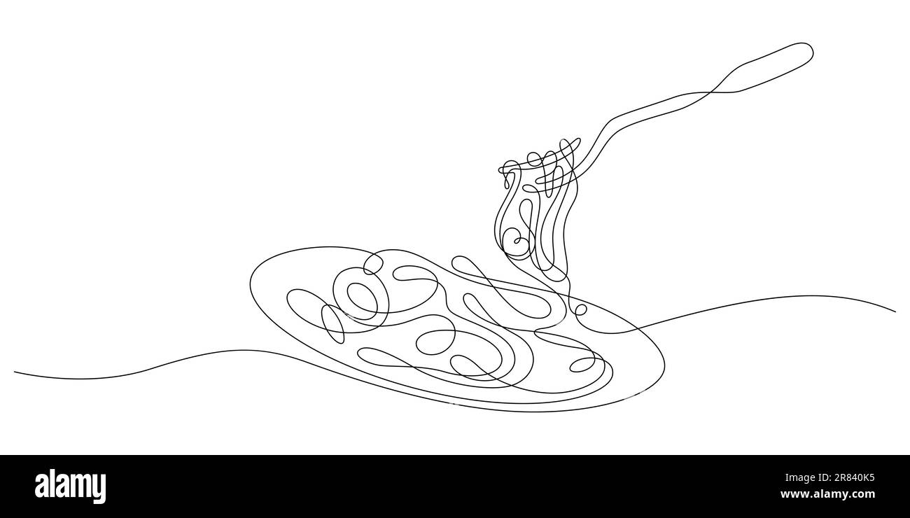 menu de plat spaghetti en une seule ligne dessin continuité illustration de style linéaire vectoriel Illustration de Vecteur