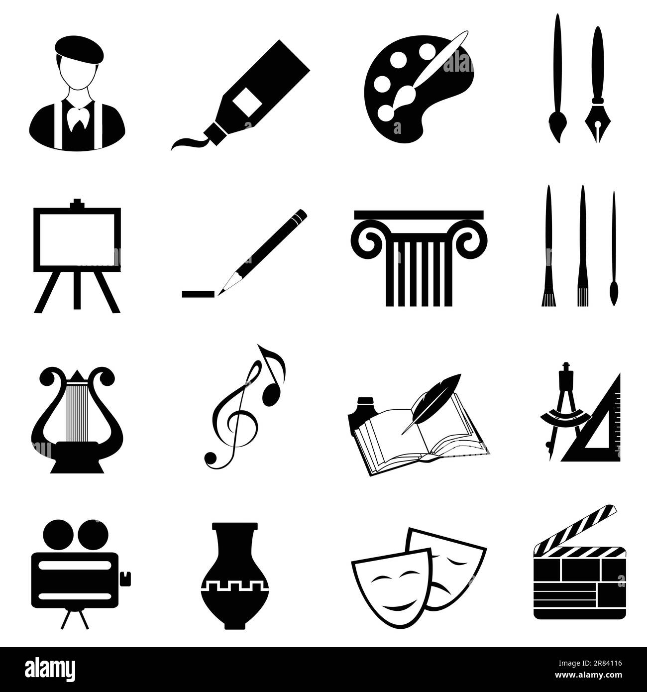 Icône Arts définie en noir Illustration de Vecteur