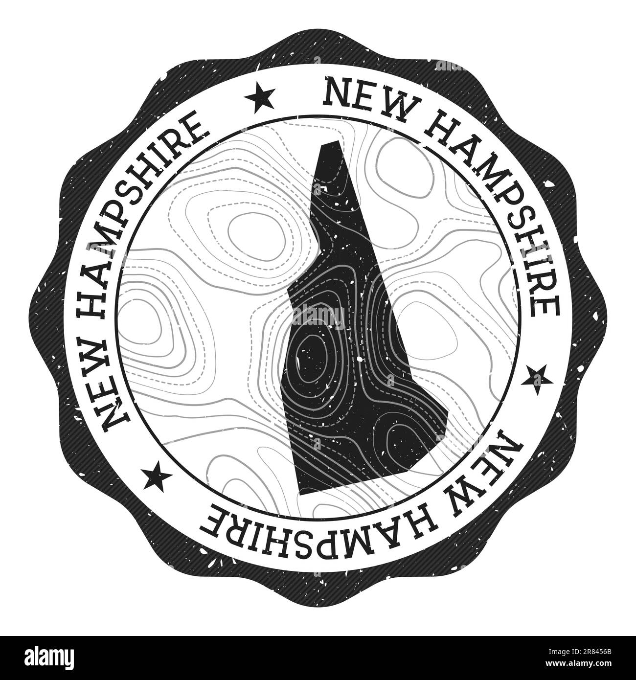 Timbre extérieur du New Hampshire. Autocollant rond avec carte de l'état des États-Unis avec isolines topographiques. Illustration vectorielle. Illustration de Vecteur Timbre extérieur du New Hampshire. Autocollant rond avec carte de l'état des États-Unis avec isolines topographiques. Illustration vectorielle. Illustration de Vecteur