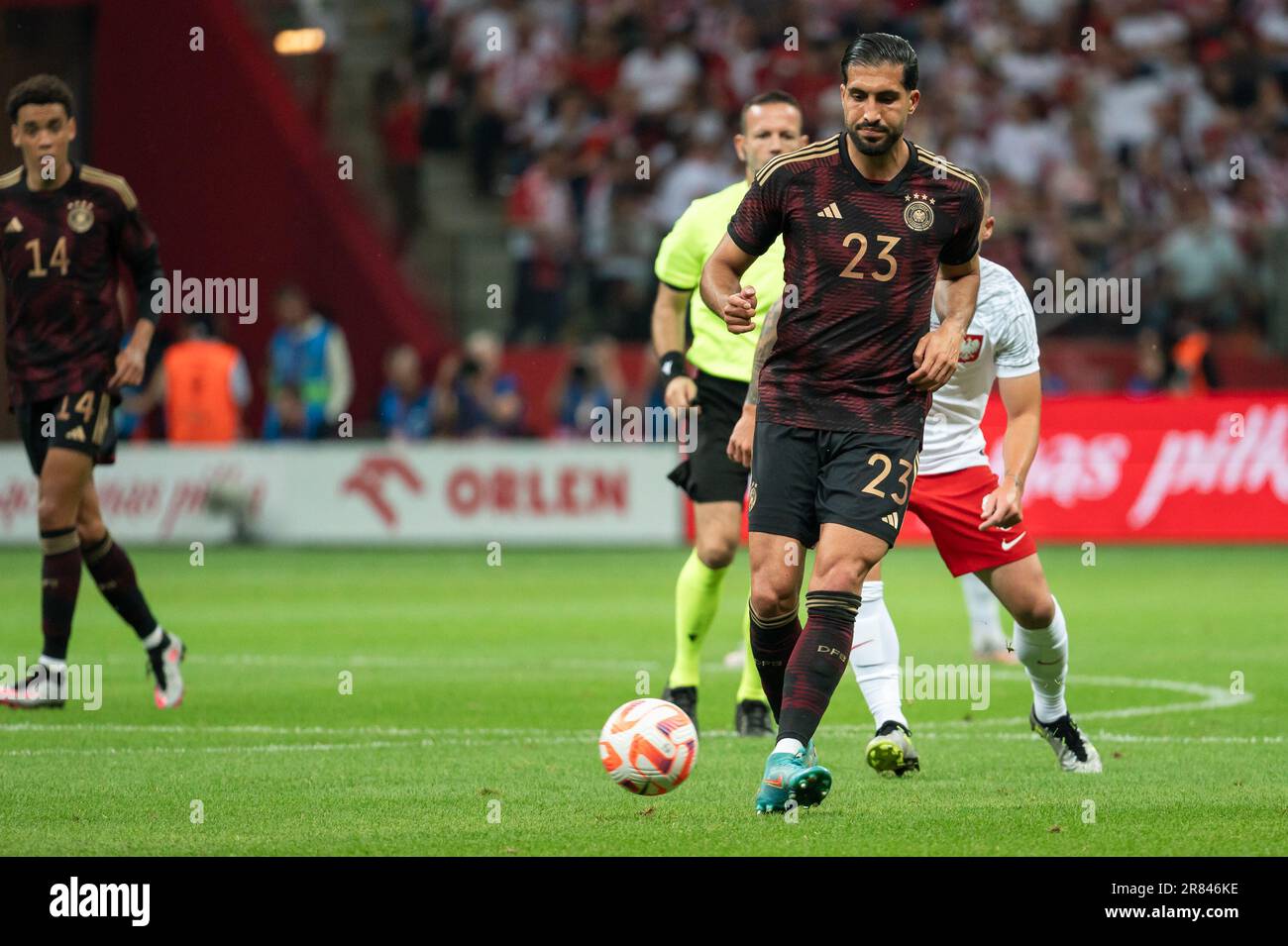 VARSOVIE, POLOGNE - 16 JUIN 2023: Match de football amical Pologne contre Allemagne 1:0. En action Etre CAN. Banque D'Images