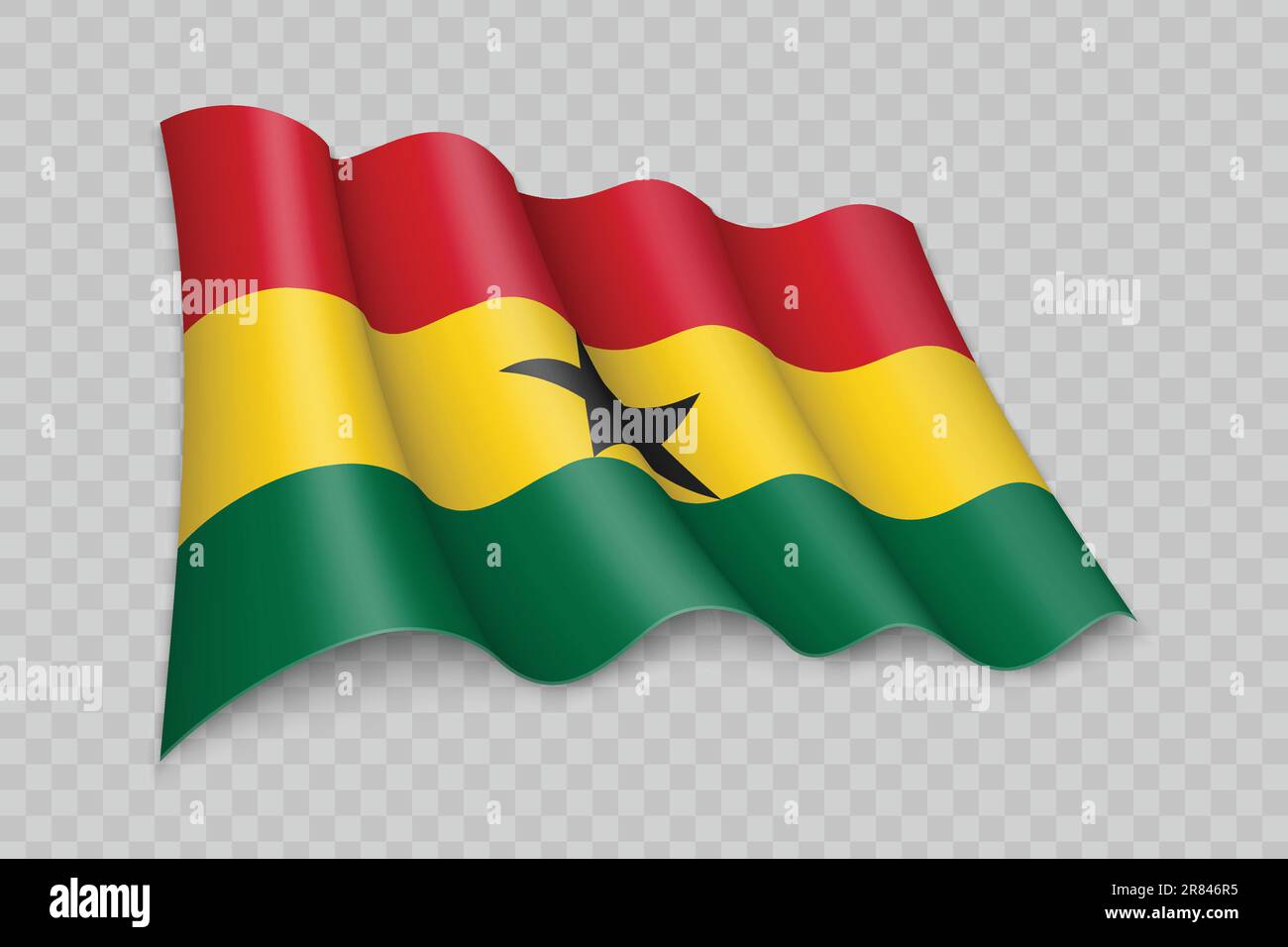3D drapeau du Ghana sur fond transparent Illustration de Vecteur