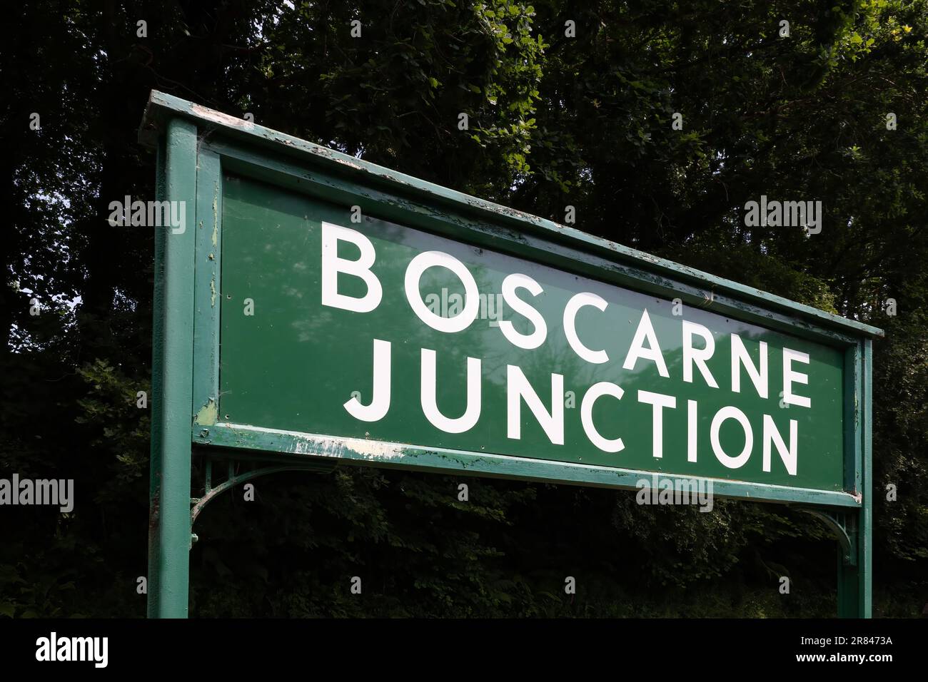 Boscarne, Cornouailles, Royaume-Uni - 13 juin. Panneau de la gare de Boscarne à la jonction de Boscarne, Cornwall sur 13 juin 2023 Banque D'Images