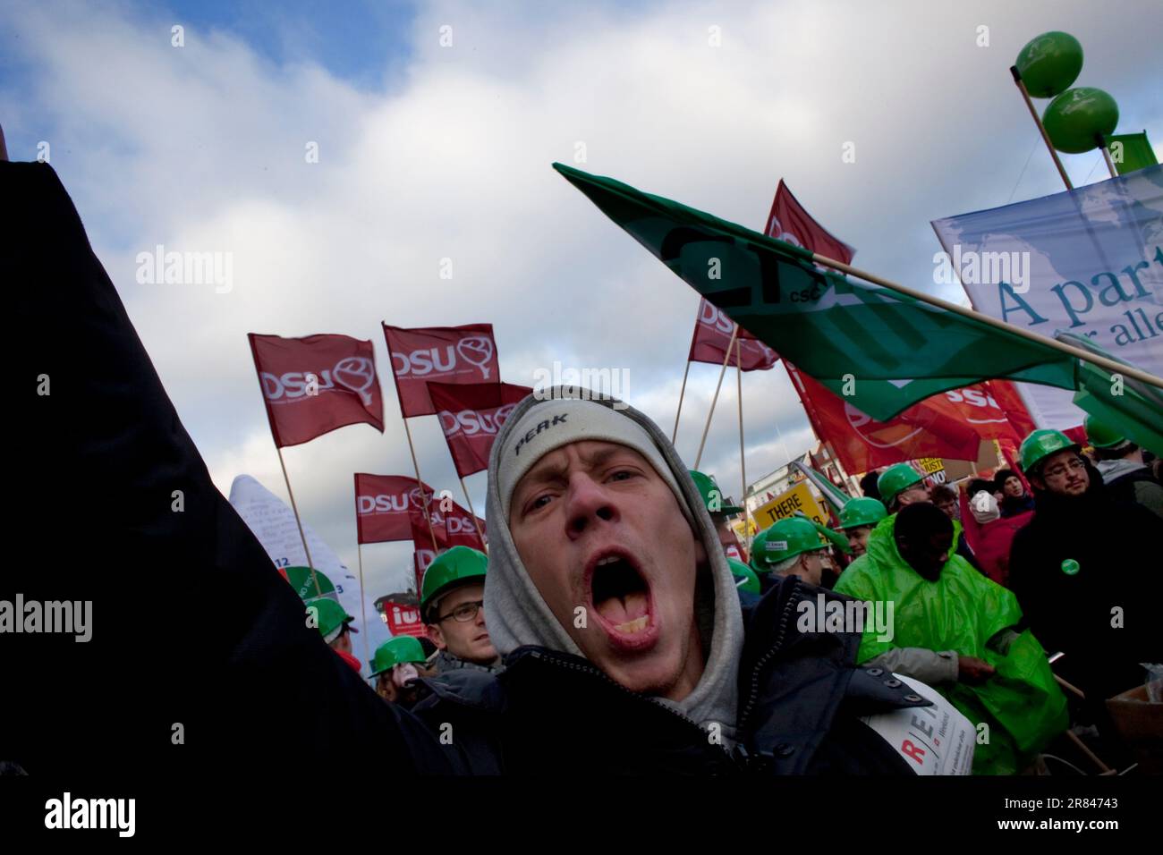 Manifestation aux négociations sur le climat à Copenhague, 2009. Banque D'Images